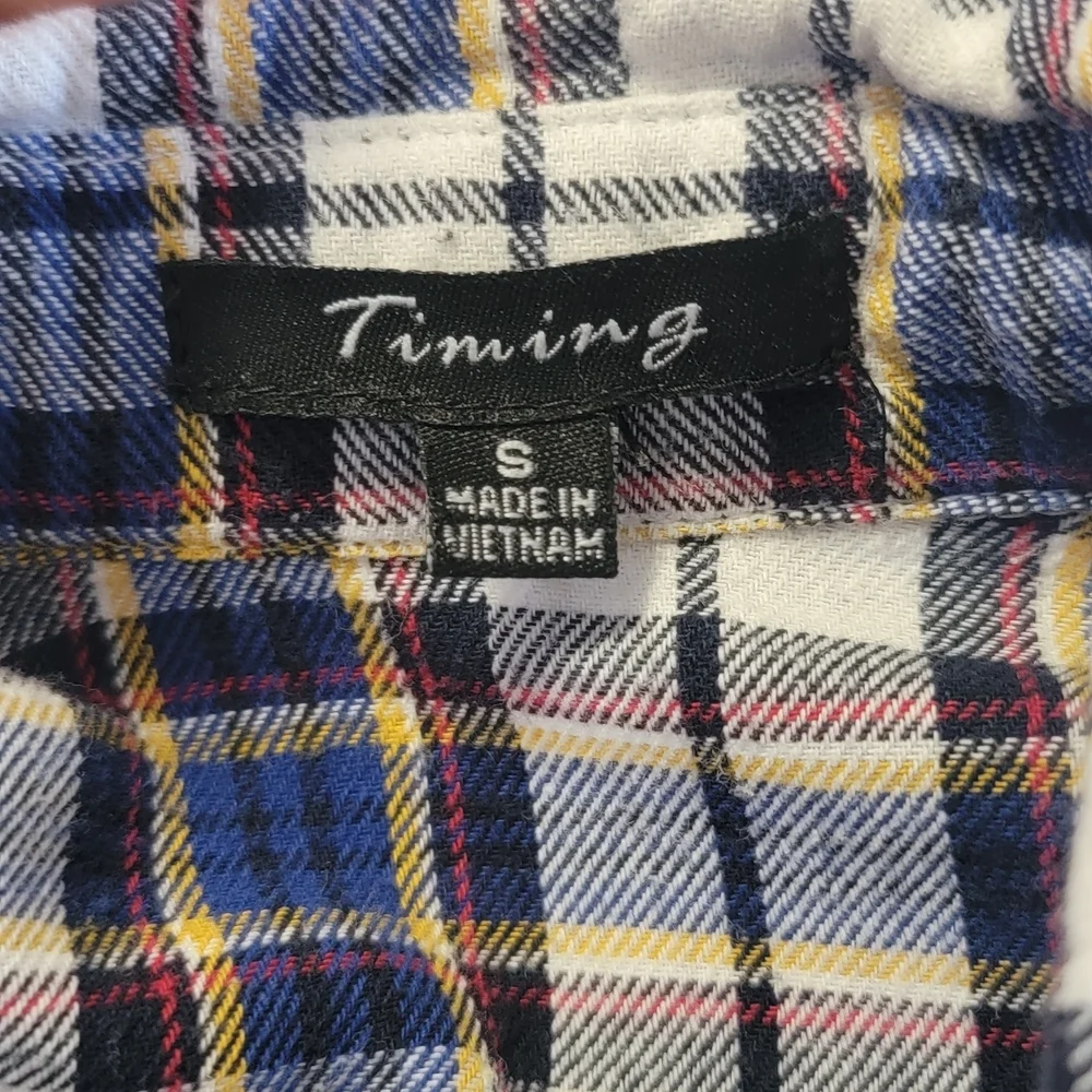 Y2K 100% Cotton Plaid Button Front Long Sleeve Flannel Shirt Women's S - Picture 7 of 11